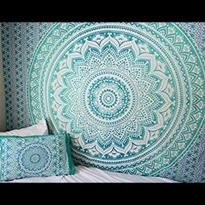 Ombré green and blue wall tapestry
